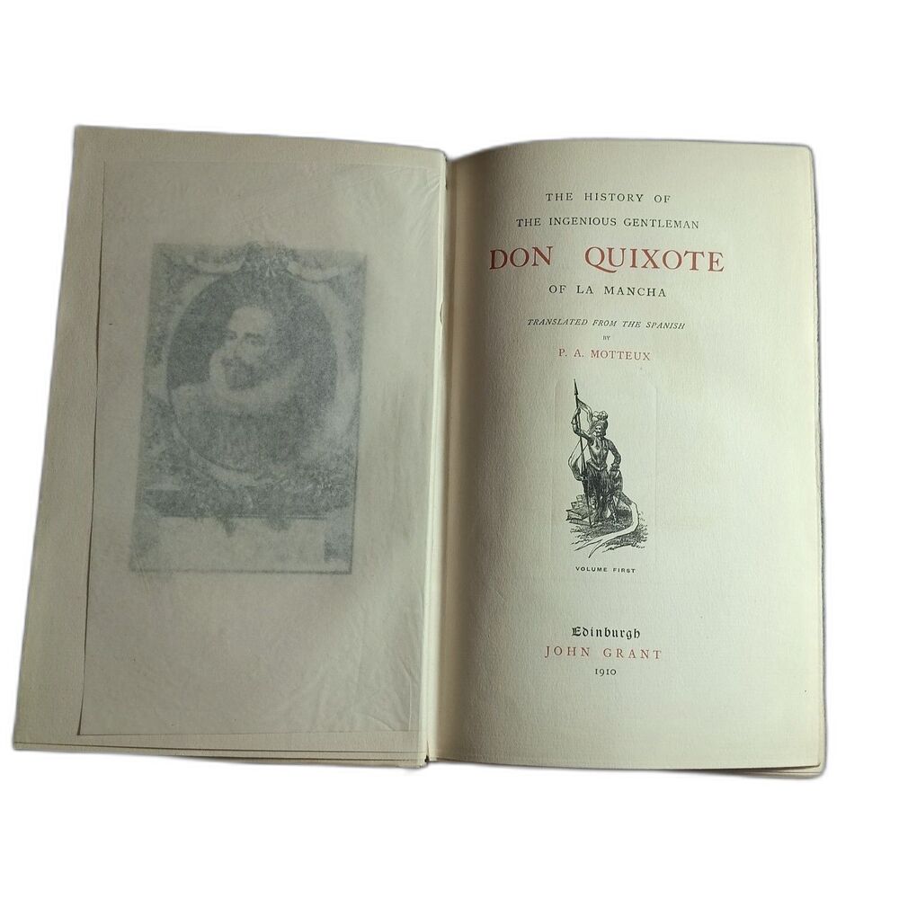 Don Quixote La Mancha Vol I cervantes Antique Book 1910 John Grant Leather Bd